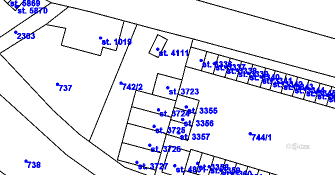 Parcela st. 3723 v KÚ Jablonec nad Nisou, Katastrální mapa