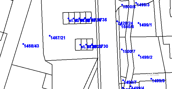 Parcela st. 3729 v KÚ Jablonec nad Nisou, Katastrální mapa