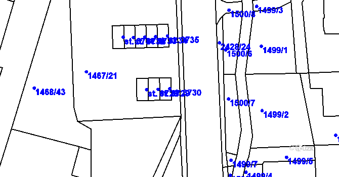 Parcela st. 3730 v KÚ Jablonec nad Nisou, Katastrální mapa