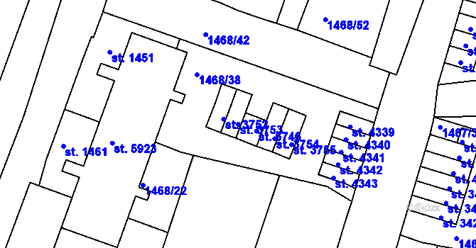 Parcela st. 3753 v KÚ Jablonec nad Nisou, Katastrální mapa