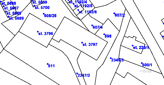Parcela st. 3797 v KÚ Jablonec nad Nisou, Katastrální mapa