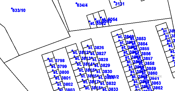Parcela st. 3826 v KÚ Jablonec nad Nisou, Katastrální mapa