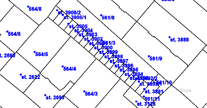 Parcela st. 3898 v KÚ Jablonec nad Nisou, Katastrální mapa