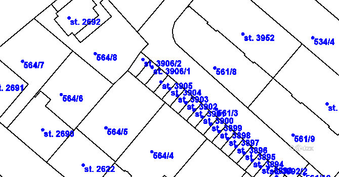 Parcela st. 3904 v KÚ Jablonec nad Nisou, Katastrální mapa