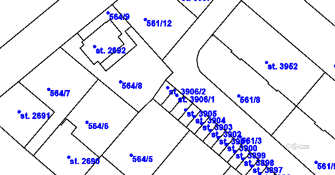 Parcela st. 3906/2 v KÚ Jablonec nad Nisou, Katastrální mapa