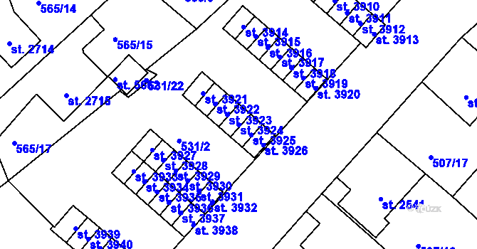 Parcela st. 3924 v KÚ Jablonec nad Nisou, Katastrální mapa