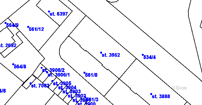 Parcela st. 3952 v KÚ Jablonec nad Nisou, Katastrální mapa