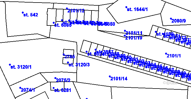 Parcela st. 3987 v KÚ Jablonec nad Nisou, Katastrální mapa