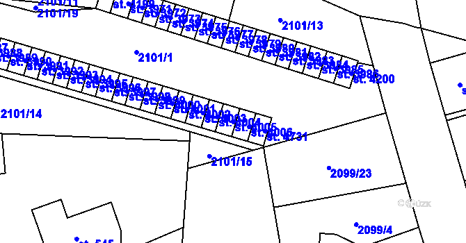 Parcela st. 4005 v KÚ Jablonec nad Nisou, Katastrální mapa