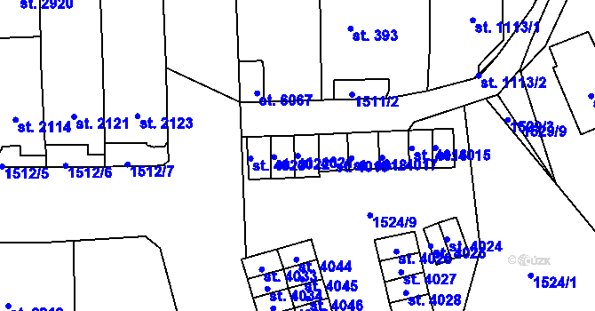 Parcela st. 4021 v KÚ Jablonec nad Nisou, Katastrální mapa