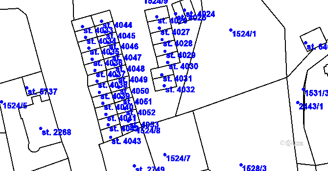 Parcela st. 4032 v KÚ Jablonec nad Nisou, Katastrální mapa