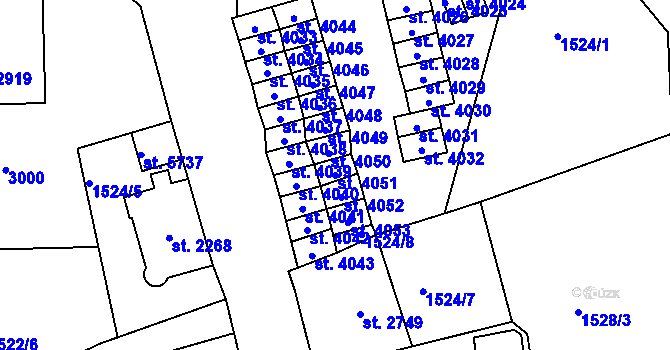 Parcela st. 4051 v KÚ Jablonec nad Nisou, Katastrální mapa