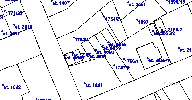 Parcela st. 4060 v KÚ Jablonec nad Nisou, Katastrální mapa