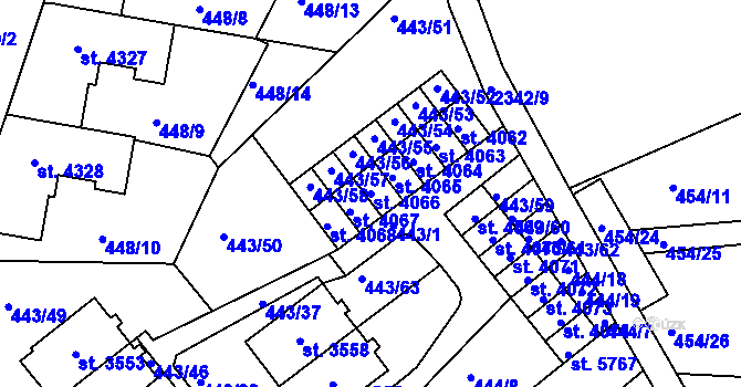 Parcela st. 4066 v KÚ Jablonec nad Nisou, Katastrální mapa