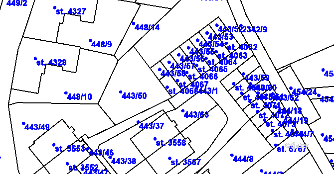 Parcela st. 4068 v KÚ Jablonec nad Nisou, Katastrální mapa