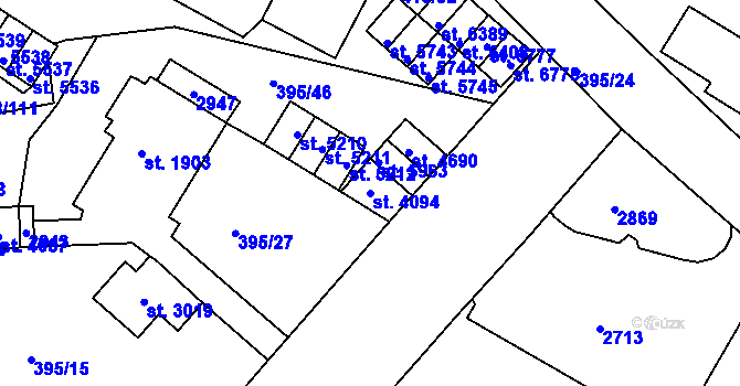 Parcela st. 4094 v KÚ Jablonec nad Nisou, Katastrální mapa