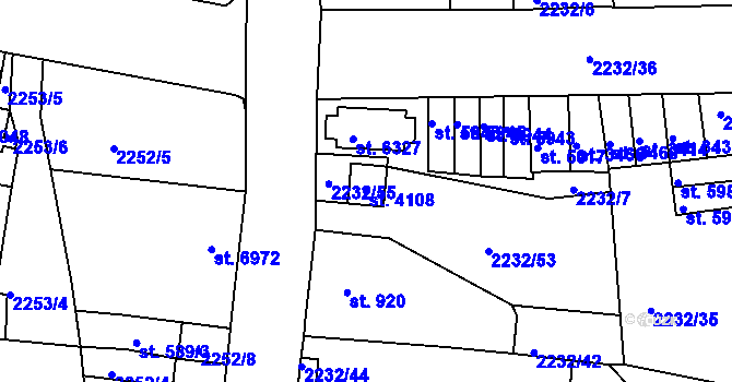 Parcela st. 4108 v KÚ Jablonec nad Nisou, Katastrální mapa