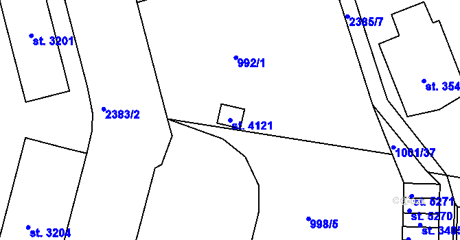 Parcela st. 4121 v KÚ Jablonec nad Nisou, Katastrální mapa
