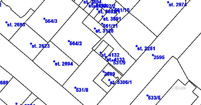 Parcela st. 4132 v KÚ Jablonec nad Nisou, Katastrální mapa