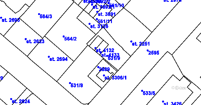 Parcela st. 4133 v KÚ Jablonec nad Nisou, Katastrální mapa
