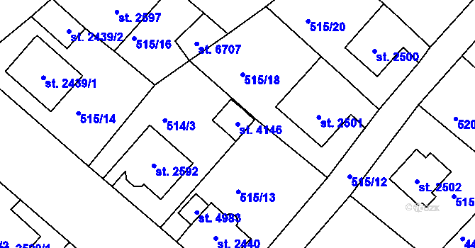 Parcela st. 4146 v KÚ Jablonec nad Nisou, Katastrální mapa