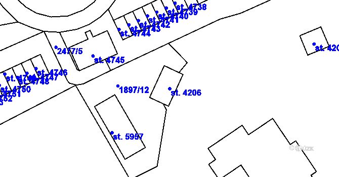 Parcela st. 4206 v KÚ Jablonec nad Nisou, Katastrální mapa