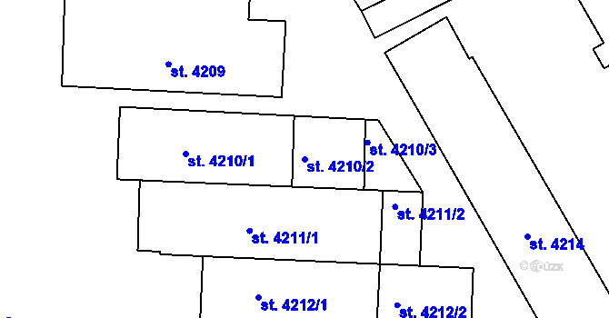 Parcela st. 4210/2 v KÚ Jablonec nad Nisou, Katastrální mapa