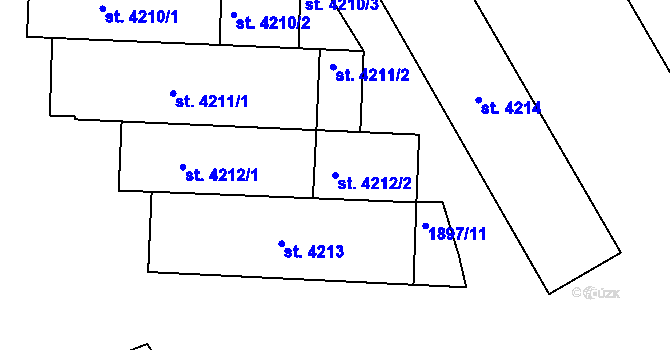 Parcela st. 4212/2 v KÚ Jablonec nad Nisou, Katastrální mapa
