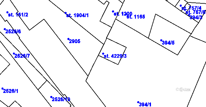 Parcela st. 4229/3 v KÚ Jablonec nad Nisou, Katastrální mapa