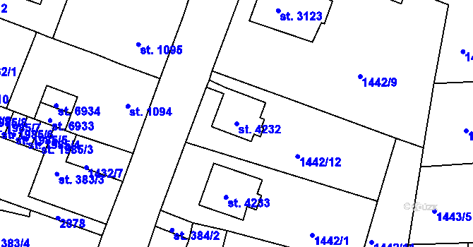 Parcela st. 4232 v KÚ Jablonec nad Nisou, Katastrální mapa