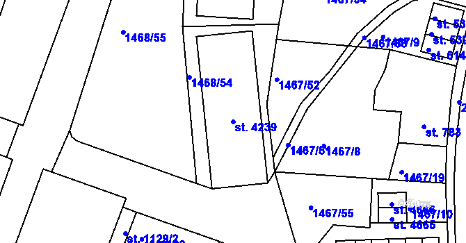 Parcela st. 4239 v KÚ Jablonec nad Nisou, Katastrální mapa