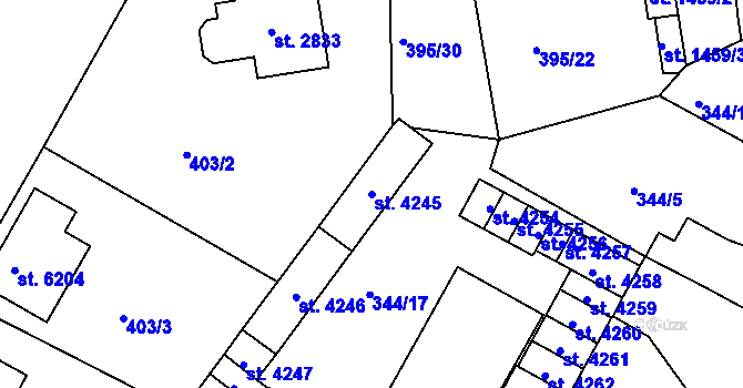 Parcela st. 4245 v KÚ Jablonec nad Nisou, Katastrální mapa