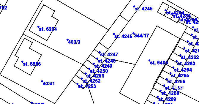 Parcela st. 4247 v KÚ Jablonec nad Nisou, Katastrální mapa