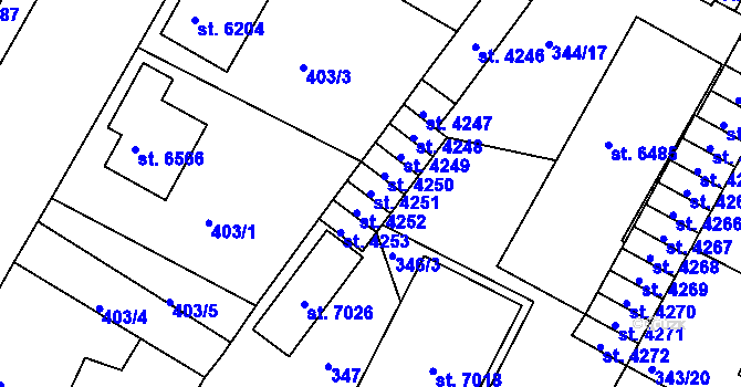 Parcela st. 4251 v KÚ Jablonec nad Nisou, Katastrální mapa