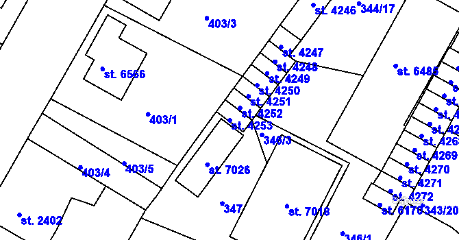 Parcela st. 4253 v KÚ Jablonec nad Nisou, Katastrální mapa