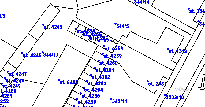 Parcela st. 4259 v KÚ Jablonec nad Nisou, Katastrální mapa