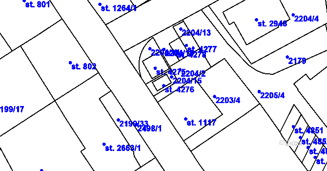 Parcela st. 4276 v KÚ Jablonec nad Nisou, Katastrální mapa