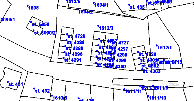 Parcela st. 4294 v KÚ Jablonec nad Nisou, Katastrální mapa