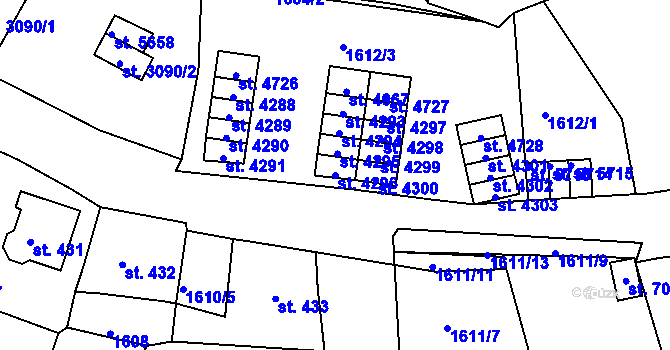 Parcela st. 4296 v KÚ Jablonec nad Nisou, Katastrální mapa