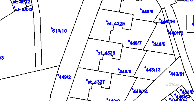 Parcela st. 4326 v KÚ Jablonec nad Nisou, Katastrální mapa