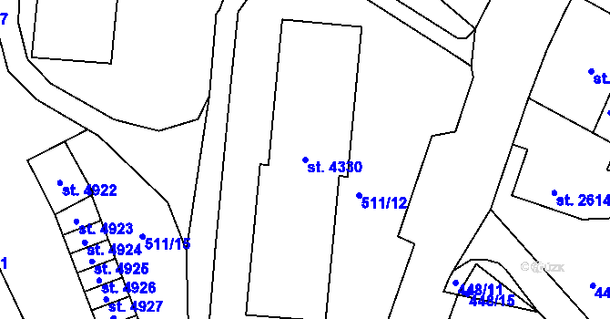 Parcela st. 4330 v KÚ Jablonec nad Nisou, Katastrální mapa