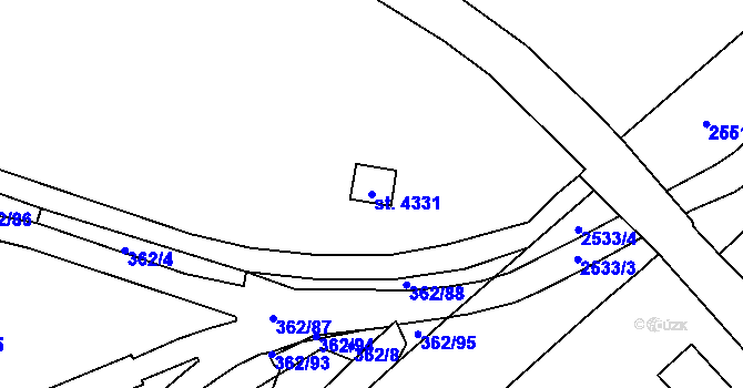 Parcela st. 4331 v KÚ Jablonec nad Nisou, Katastrální mapa