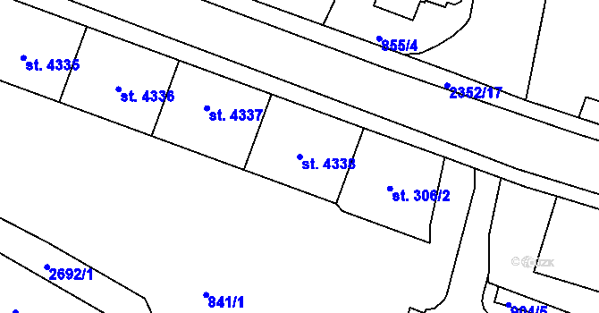 Parcela st. 4338 v KÚ Jablonec nad Nisou, Katastrální mapa