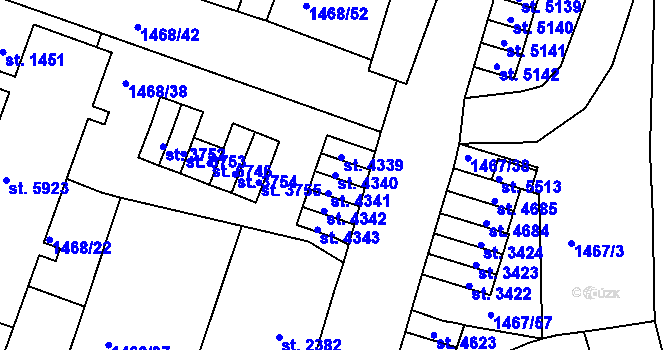Parcela st. 4340 v KÚ Jablonec nad Nisou, Katastrální mapa