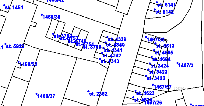 Parcela st. 4342 v KÚ Jablonec nad Nisou, Katastrální mapa