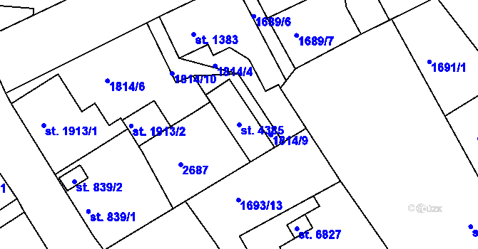Parcela st. 4385 v KÚ Jablonec nad Nisou, Katastrální mapa