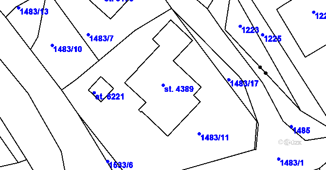 Parcela st. 4389 v KÚ Jablonec nad Nisou, Katastrální mapa