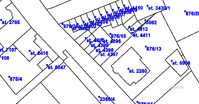 Parcela st. 4397 v KÚ Jablonec nad Nisou, Katastrální mapa