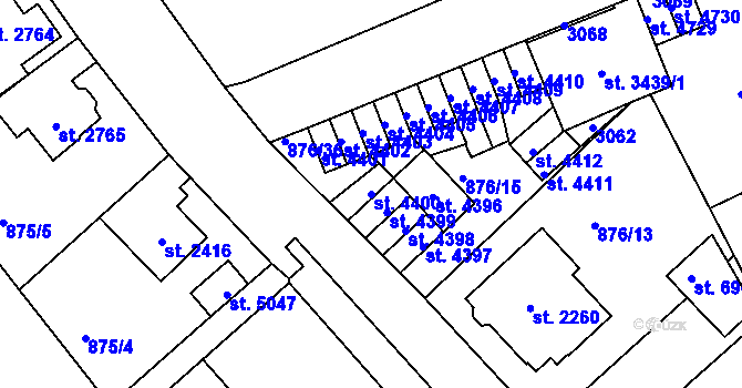 Parcela st. 4400 v KÚ Jablonec nad Nisou, Katastrální mapa
