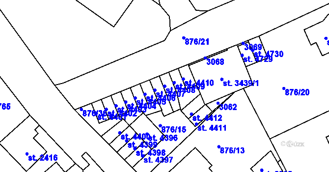 Parcela st. 4408 v KÚ Jablonec nad Nisou, Katastrální mapa